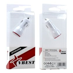 Universal Dual Port Car Adapter Smart Charger (C11 White)